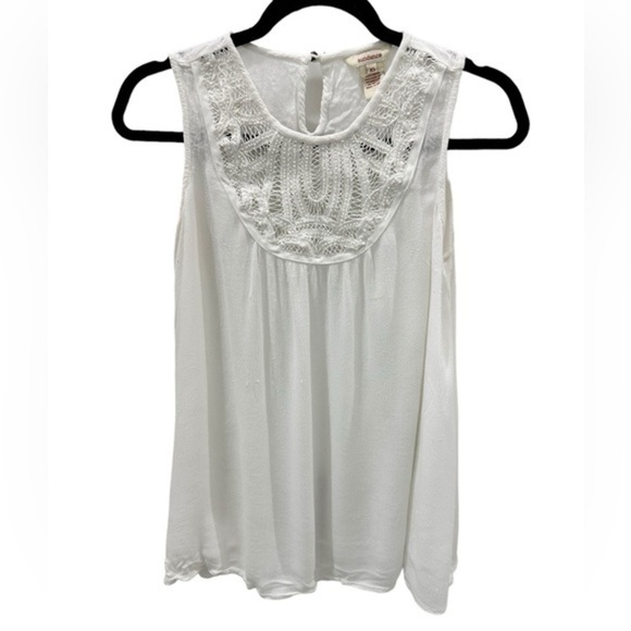 Sundance white crotchet sleeveless flowy loose fit top - Picture 1 of 5